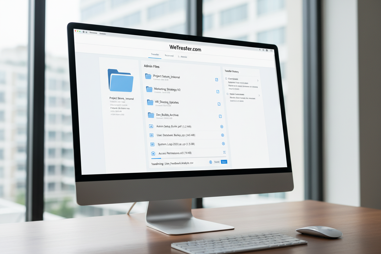 a computer screen showing wetransfer.com directory admin files